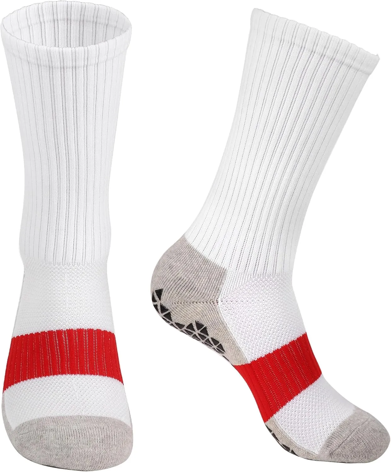 Falari 4 Pairs Athletic Socks Sport Running Calf Socks Non-Slip Grip Bottom Crew Socks for Men Fit Shoe Size 7-11