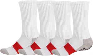 Falari 4 Pairs Athletic Socks Sport Running Calf Socks Non-Slip Grip Bottom Crew Socks for Men Fit Shoe Size 7-11