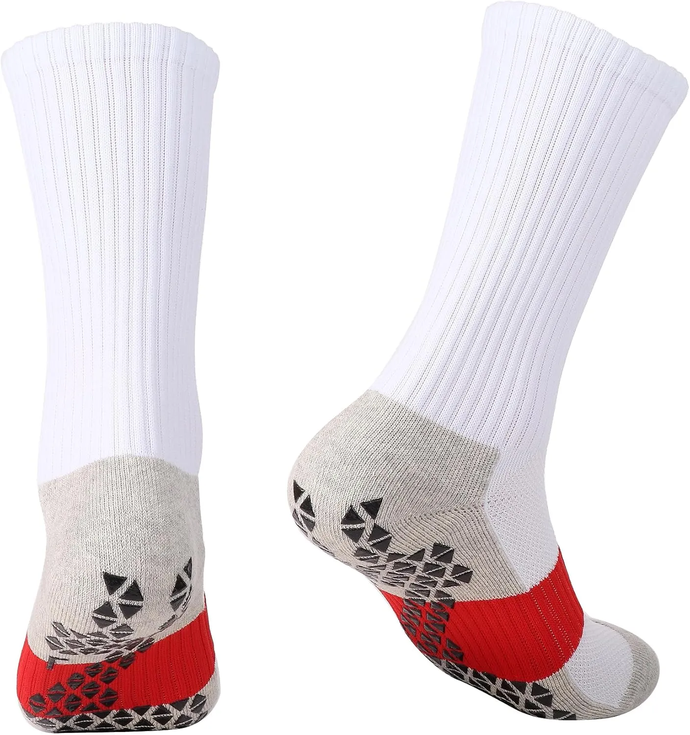 Falari 4 Pairs Athletic Socks Sport Running Calf Socks Non-Slip Grip Bottom Crew Socks for Men Fit Shoe Size 7-11