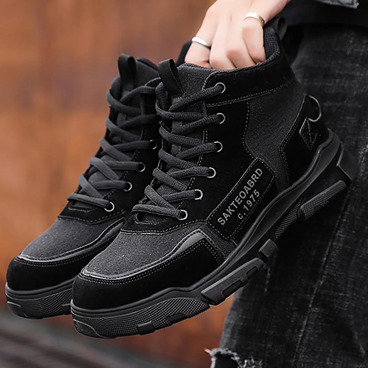 Fashion Men Breathable Comfortable Leisure Solid Color Sport Ankle Boots Climbing Shoes Composite Slip Work Boots Shoes