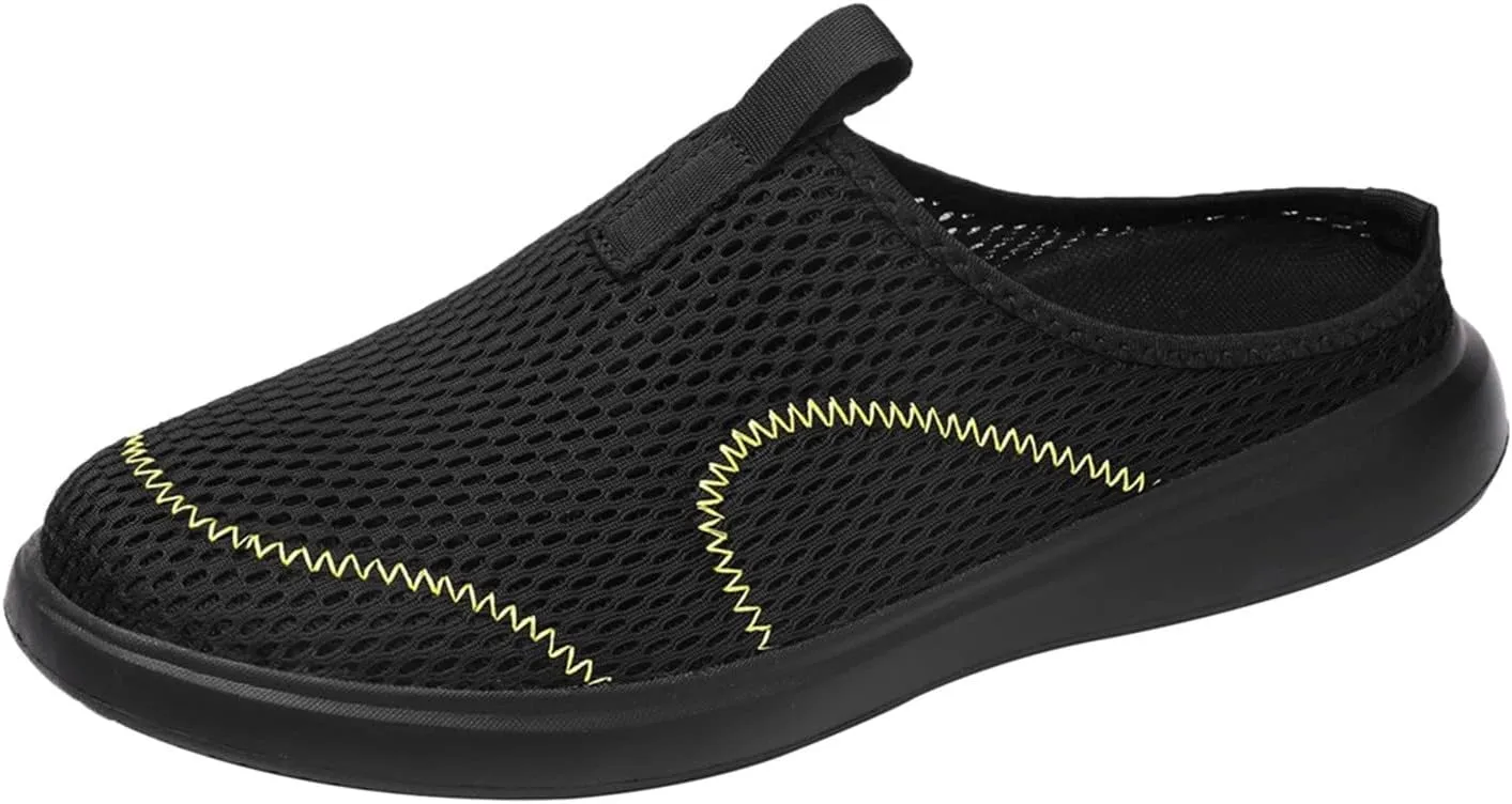 Fashion Summer Men Breathable Mesh Shallow Mouth Slip On Lightweight Casual Shoes Tops Mens Sneaker (Black, 9)