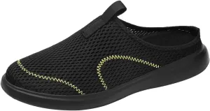 Fashion Summer Men Breathable Mesh Shallow Mouth Slip On Lightweight Casual Shoes Tops Mens Sneaker (Black, 9)