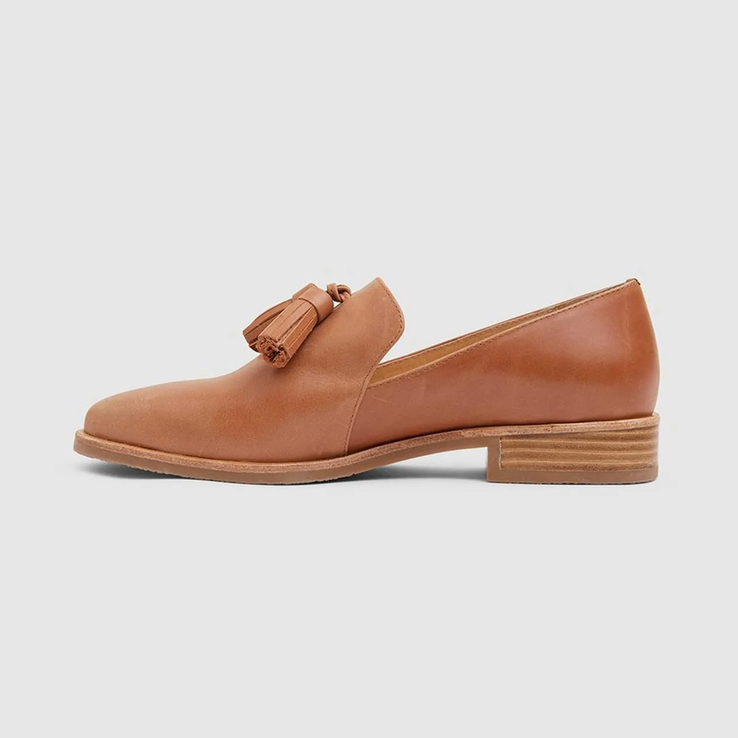 FOWT Double Tassel Trim Non-Slip Grip Sole Slip-on Low-Heel Pumps Synthetic Leather Iconic Fashion Almond Toe Shoes in Summer Spring Fall Comfort Wide Width Walking Loafers, Orange US Size 4-16 M