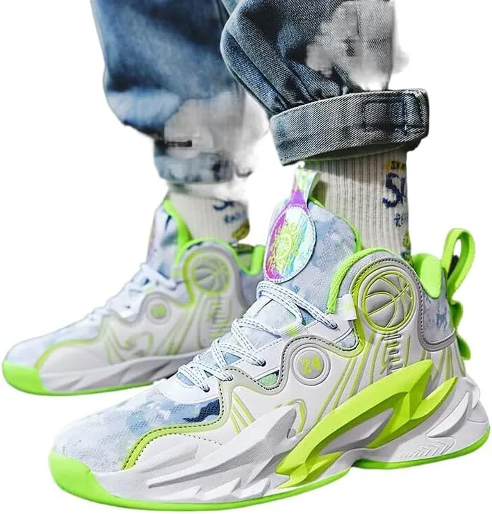 Friction Sound Non-Slip and wear-Resistant, Lightweight and Breathable, high-top Youth Basketball Shoes