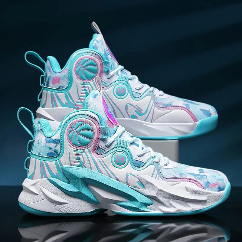 Friction Sound Non-Slip and wear-Resistant, Lightweight and Breathable, high-top Youth Basketball Shoes