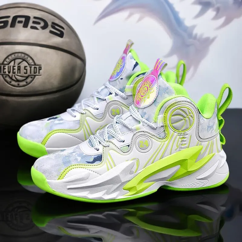 Friction Sound Non-Slip and wear-Resistant, Lightweight and Breathable, high-top Youth Basketball Shoes