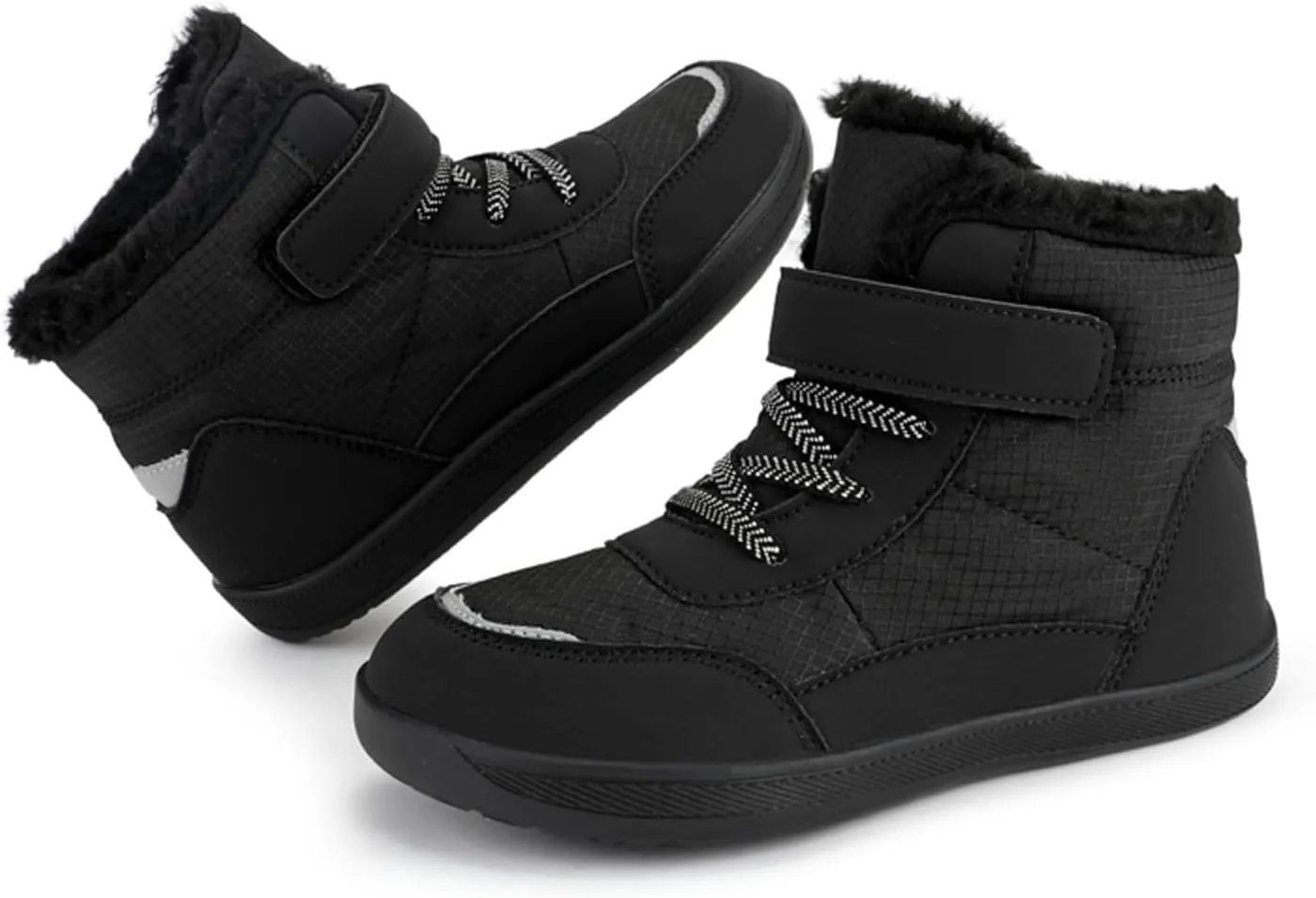 Fuzzy Snow Boots For Big Kids Open Toe Winter Shoes Outdoor Ski Non Slip Warm Booties Ankle Barefoot Flat Shoes