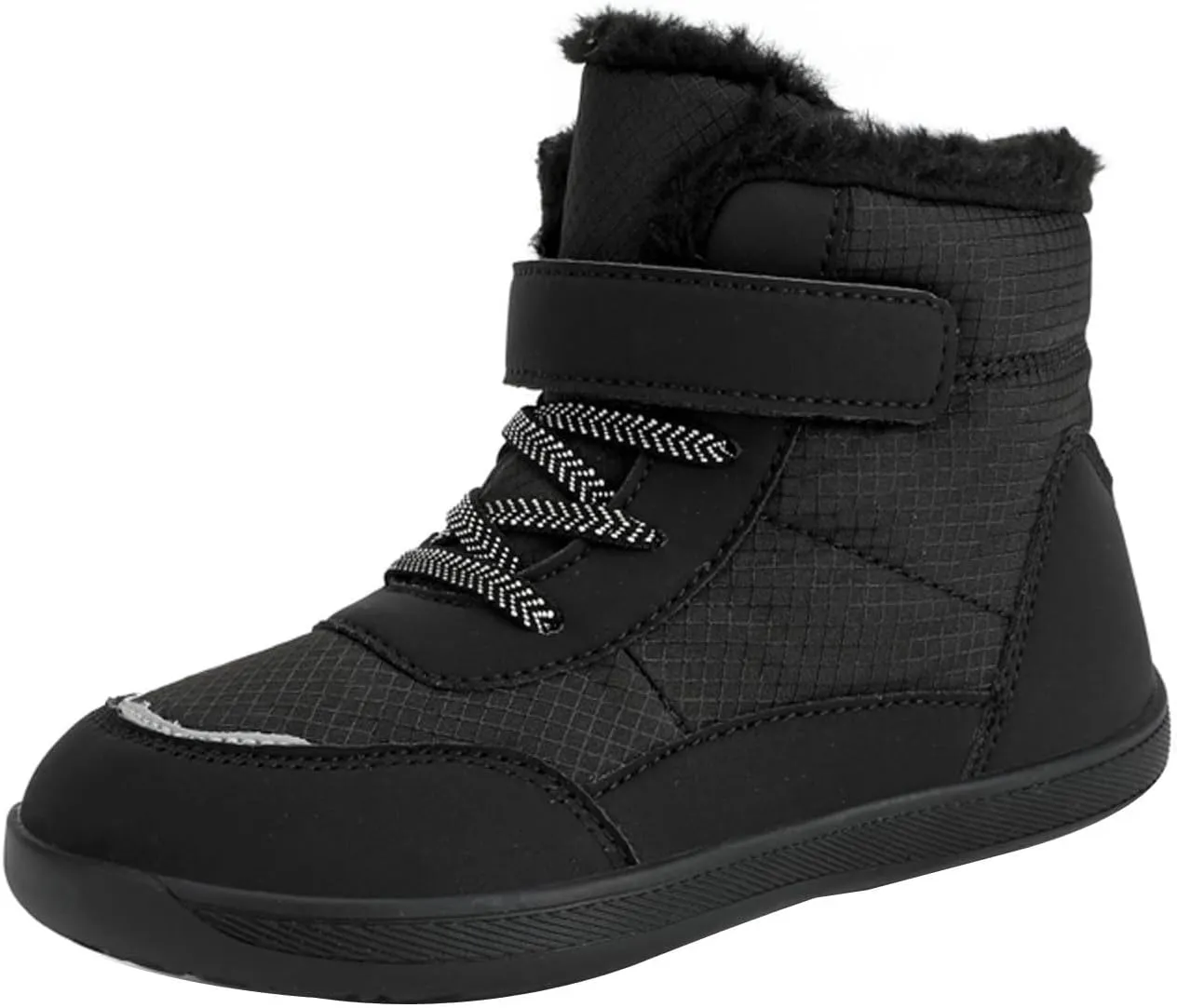 Fuzzy Snow Boots For Big Kids Open Toe Winter Shoes Outdoor Ski Non Slip Warm Booties Ankle Barefoot Flat Shoes