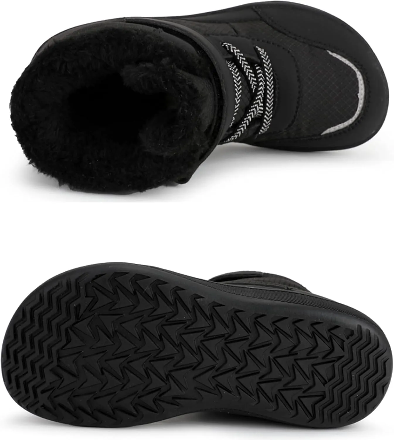 Fuzzy Snow Boots For Big Kids Open Toe Winter Shoes Outdoor Ski Non Slip Warm Booties Ankle Barefoot Flat Shoes