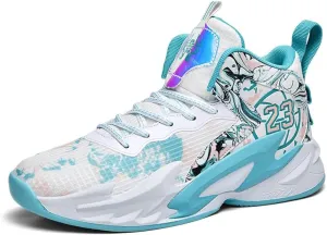 High-Top Boys Basketball Shoes Cushioned Sneakers with Breathable Support for Youth Sports Training