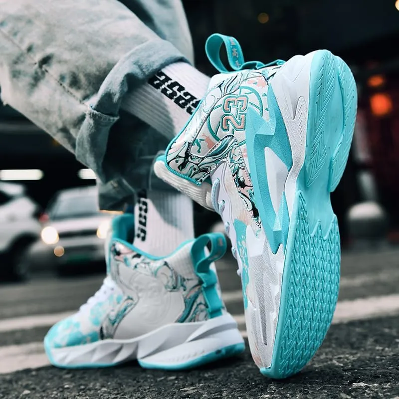 High-Top Boys Basketball Shoes Cushioned Sneakers with Breathable Support for Youth Sports Training