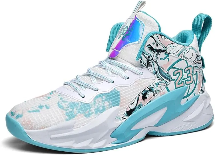 High-Top Boys Basketball Shoes Cushioned Sneakers with Breathable Support for Youth Sports Training