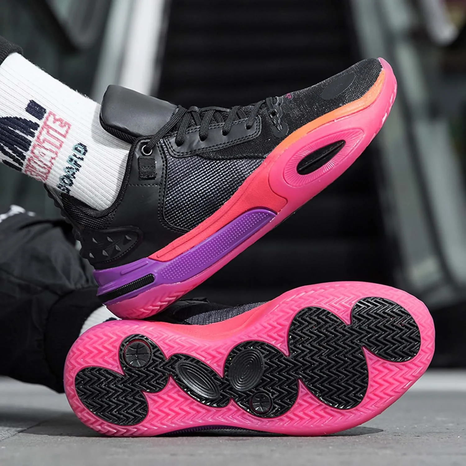 High top Men's Basketball Shoes, Breathable and Non Slip Outdoor Sports Shoes, Shock-Absorbing Fitness Shoes