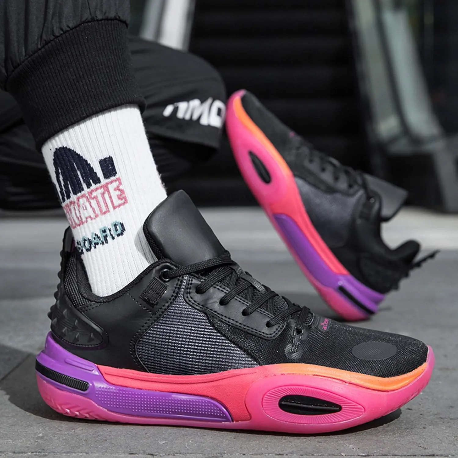 High top Men's Basketball Shoes, Breathable and Non Slip Outdoor Sports Shoes, Shock-Absorbing Fitness Shoes
