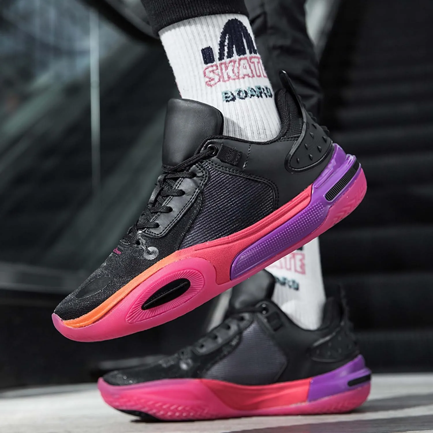High top Men's Basketball Shoes, Breathable and Non Slip Outdoor Sports Shoes, Shock-Absorbing Fitness Shoes