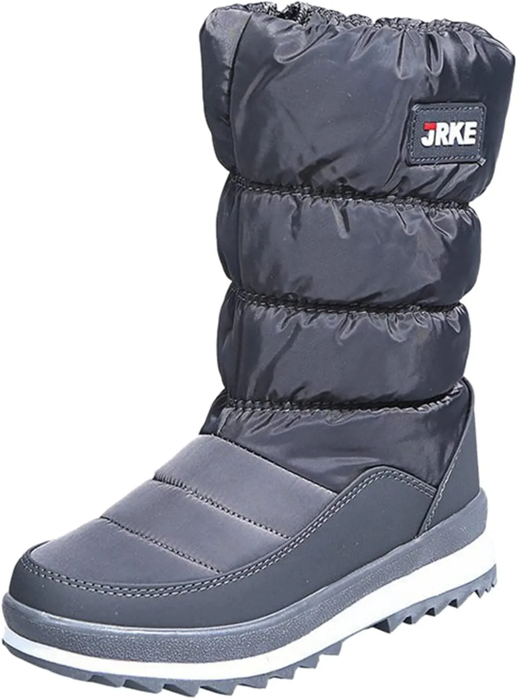 Hiking Boots Women Puffly Platform Snow Boots Plus Fleece Side Zipper Mid-Calf Cotton Non-Slip Booties