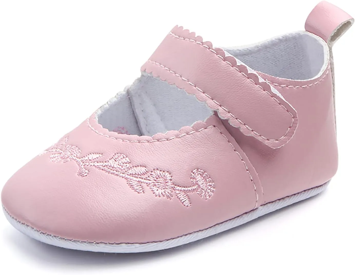 Infant Baby Girls Soft Sole Princess Wedding Dress Mary Jane Flat Newborn Light Baby Sneaker Shoes (Pink, 0-3 Months)