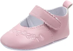 Infant Baby Girls Soft Sole Princess Wedding Dress Mary Jane Flat Newborn Light Baby Sneaker Shoes (Pink, 0-3 Months)