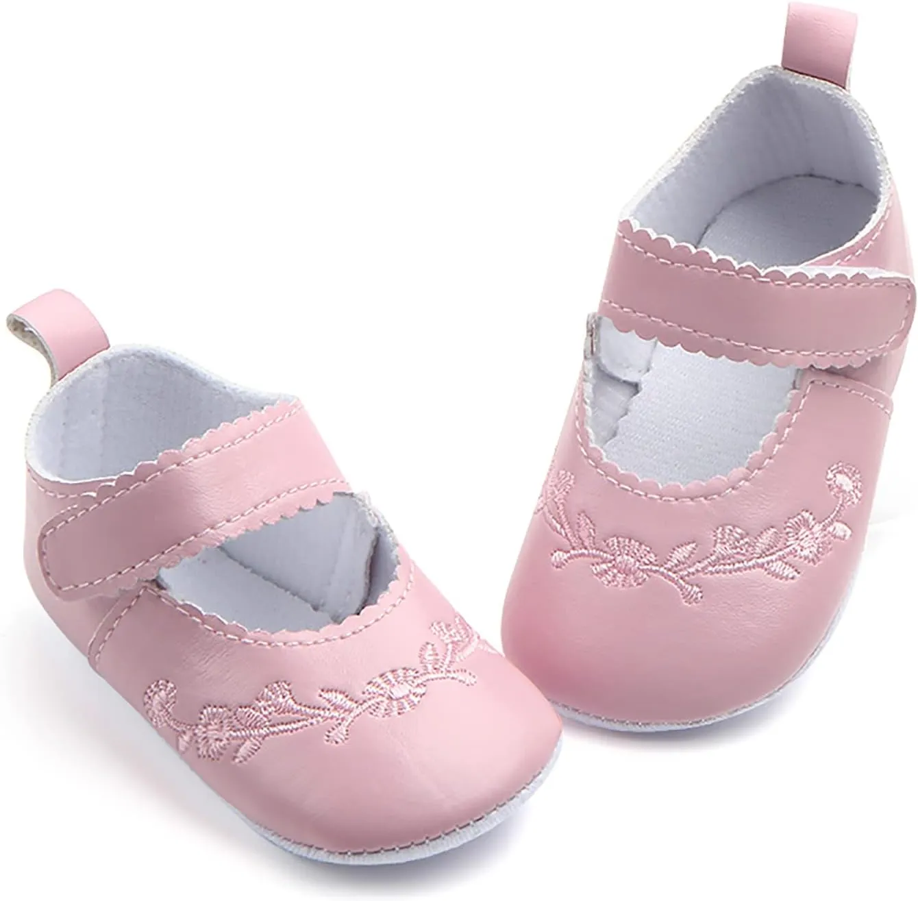 Infant Baby Girls Soft Sole Princess Wedding Dress Mary Jane Flat Newborn Light Baby Sneaker Shoes (Pink, 0-3 Months)
