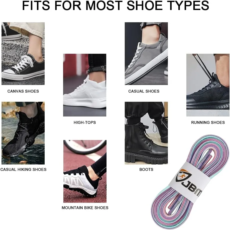 JBM 2 Pair Flat Shoe laces 5/16" Wide 47"-63" Length Shoelace for Sneakers and Athletic Shoe
