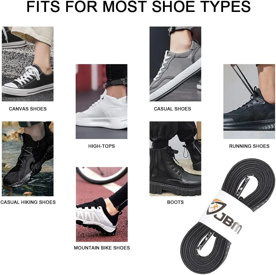 JBM 2 Pair Flat Shoe laces 5/16" Wide 47"-63" Length Shoelace for Sneakers and Athletic Shoe