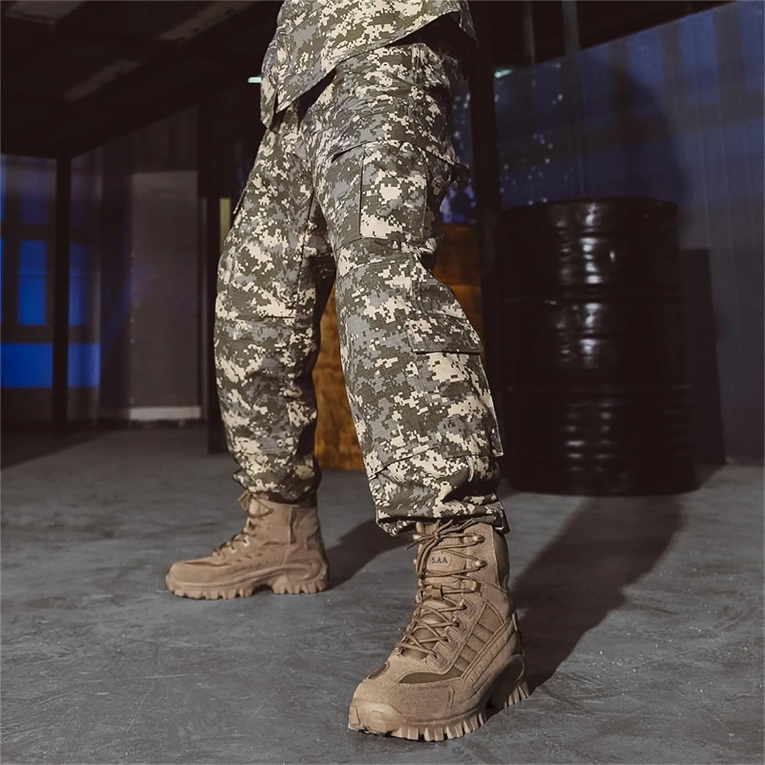 JiuQing Mens Military Boots Tactical Boots Ankle High Combat Boots Side Zip Outdoor Work Backpacking Desert Boots
