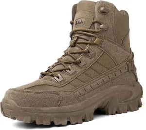 JiuQing Mens Military Boots Tactical Boots Ankle High Combat Boots Side Zip Outdoor Work Backpacking Desert Boots