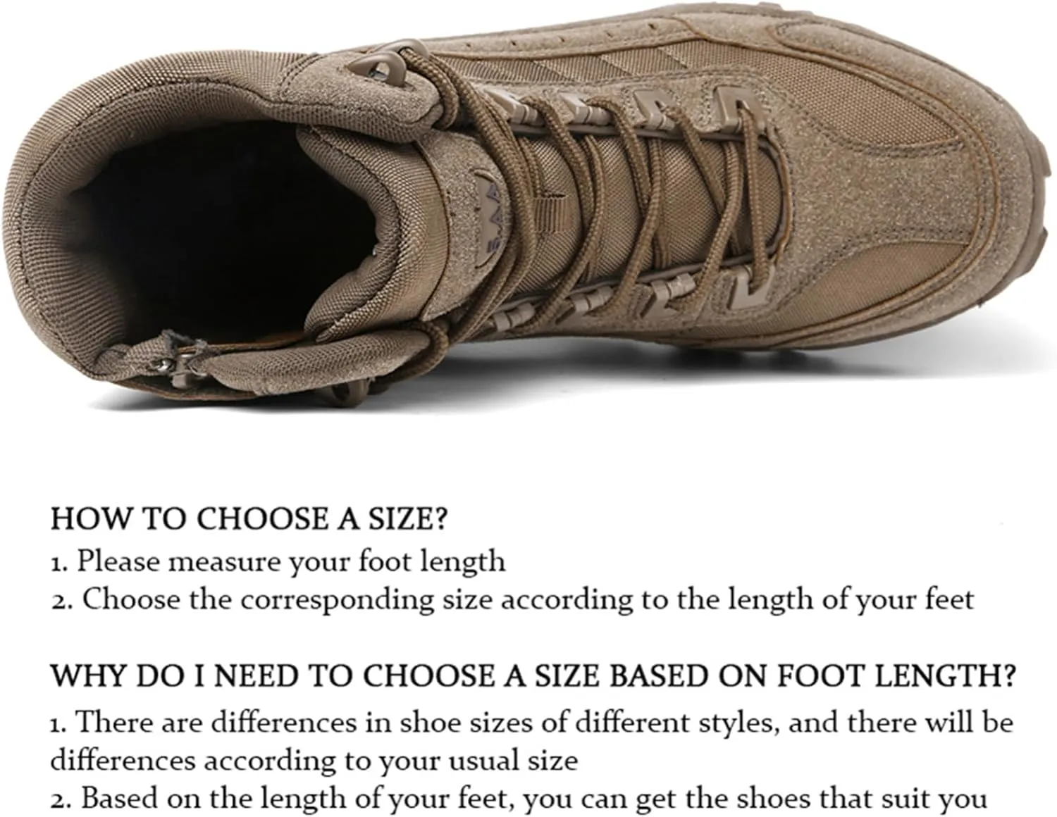 JiuQing Mens Military Boots Tactical Boots Ankle High Combat Boots Side Zip Outdoor Work Backpacking Desert Boots