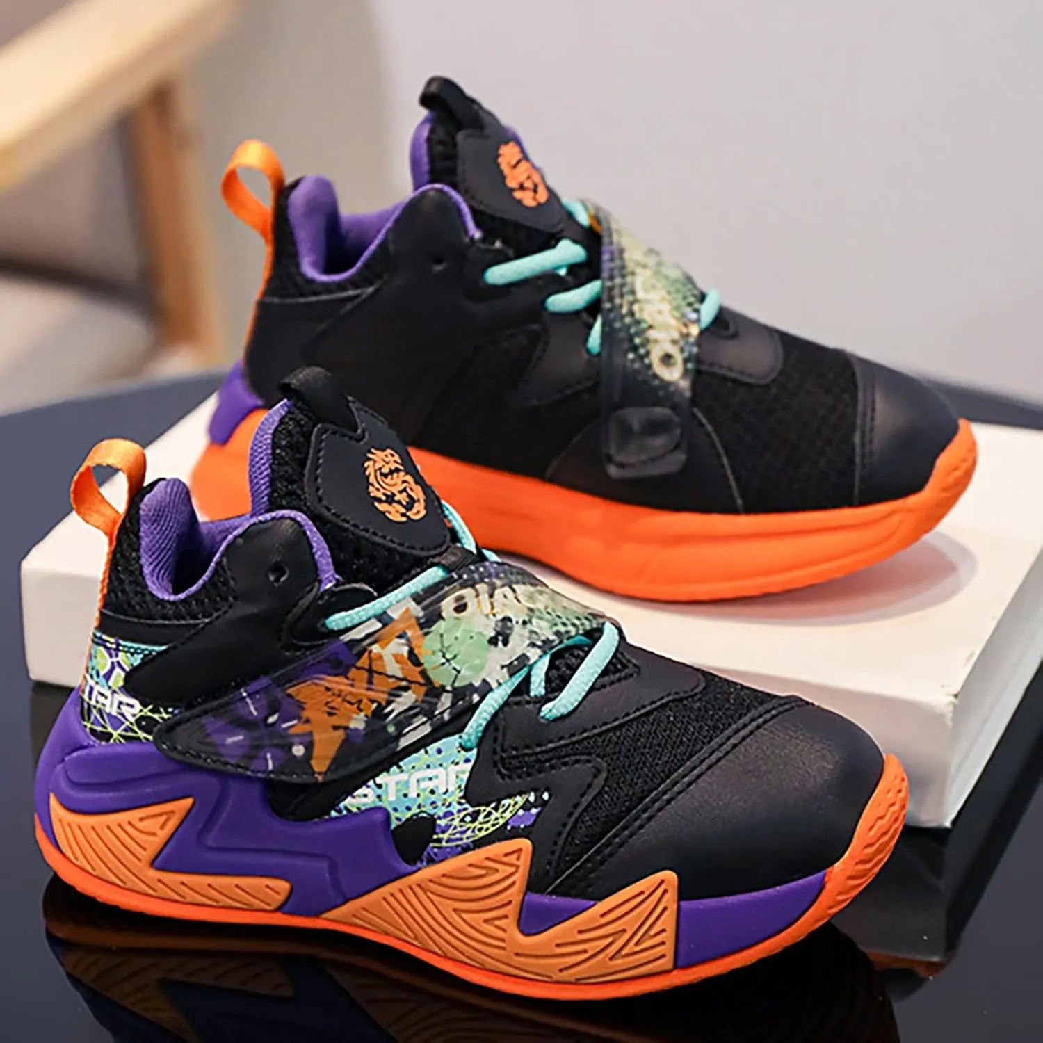 Kids Basketball Shoes Boys Girls Lightweight Breathable Sports Sneakers Outdoor School Trainers for Big Shoes for Kids