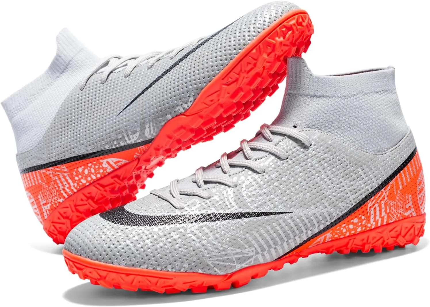 Kids Soccer Shoes Turf Boys Soccer Cleats Youth Spike TF High-Top Indoor Futsal Football Boots Athletic Sport Training