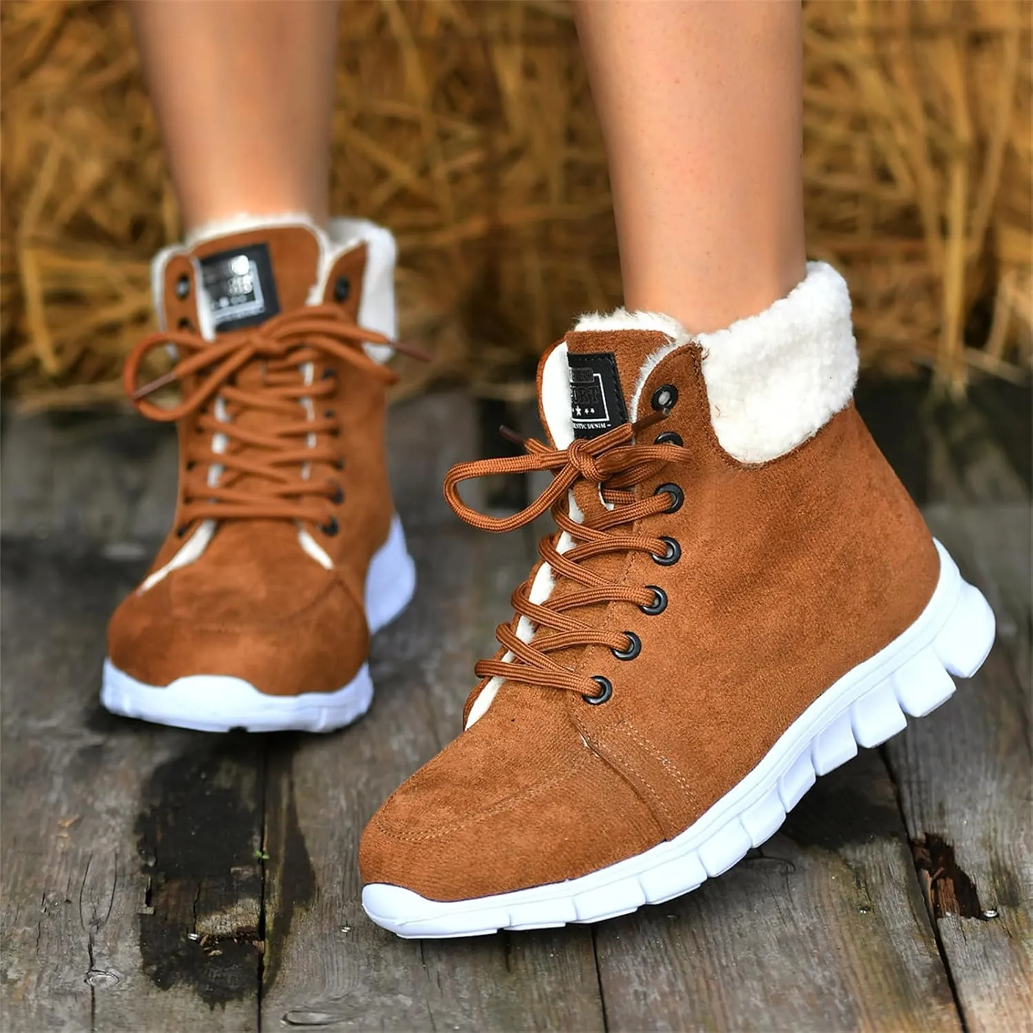 Ladmiple Boots For Women 2024 Ankle Booties Snow Boots Winter Warm Fur Lined Anti-Slip Outdoor Slip On Comfortable Warm Shoes