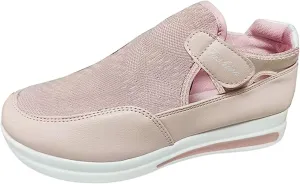 Ladmiple Shoes For Women Sneakers Trendy Slip On Walking Shoes Non Slip Lightweight Fashion Lace Up Platform Loafers