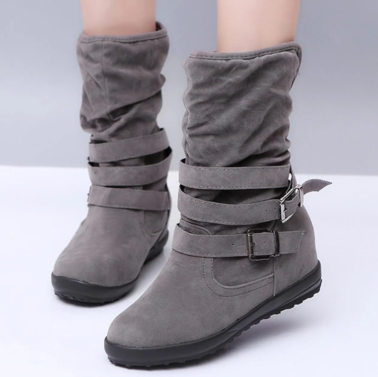Ladmiple Snow Boots For Women Wide Width Winter Boots Slip on Fur Lined Lightweight Cold Weather Warm Ankle Booties Shoes