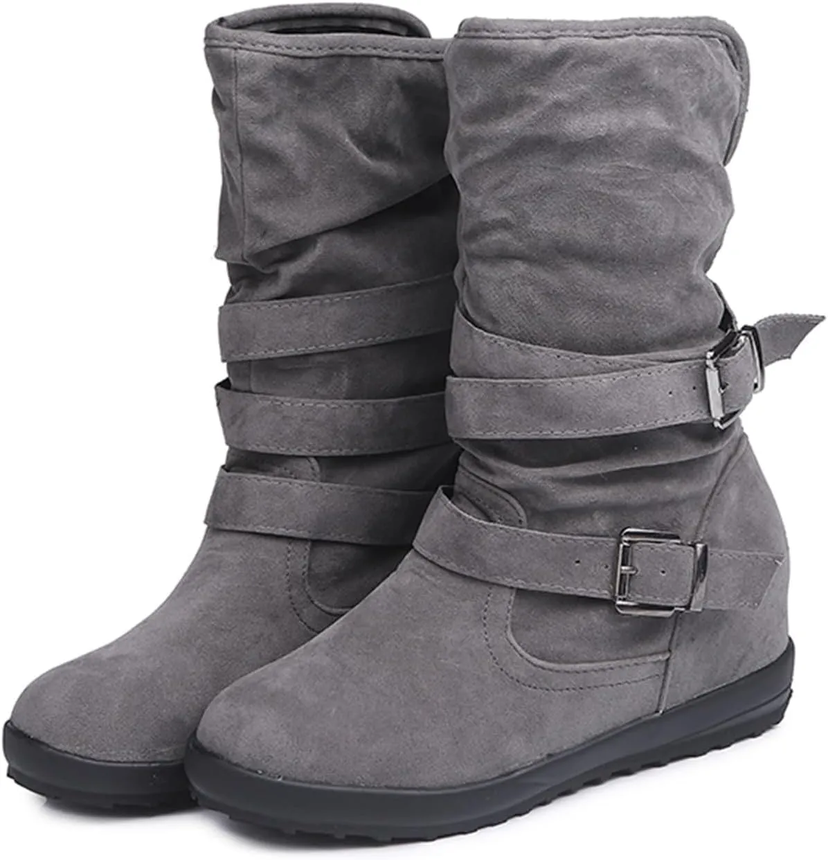 Ladmiple Snow Boots For Women Wide Width Winter Boots Slip on Fur Lined Lightweight Cold Weather Warm Ankle Booties Shoes
