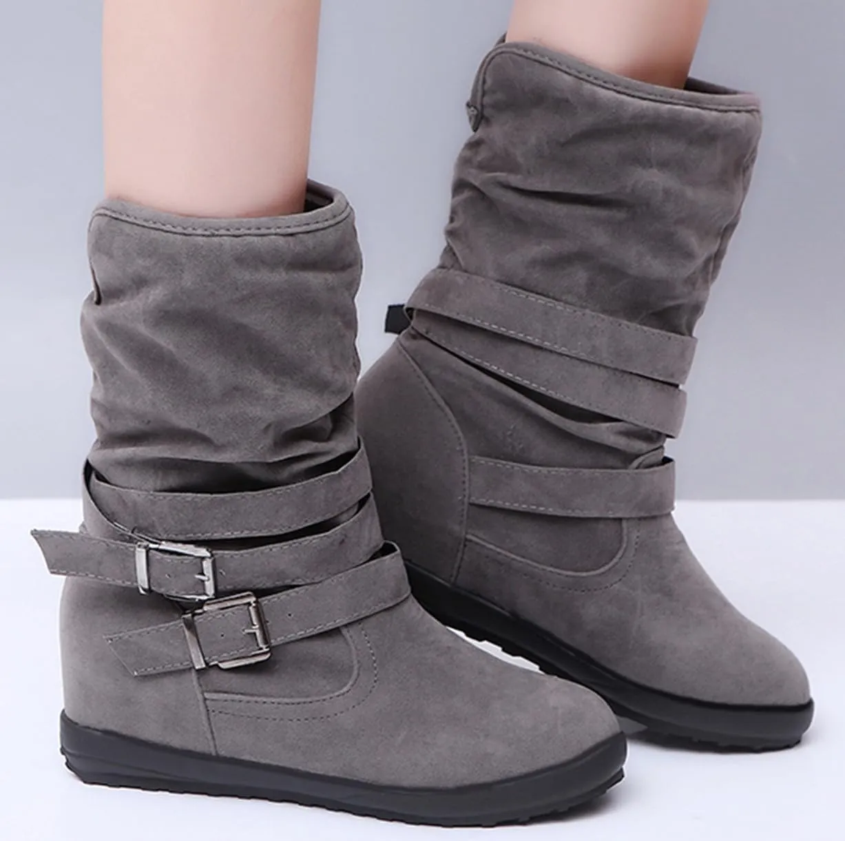 Ladmiple Snow Boots For Women Wide Width Winter Boots Slip on Fur Lined Lightweight Cold Weather Warm Ankle Booties Shoes