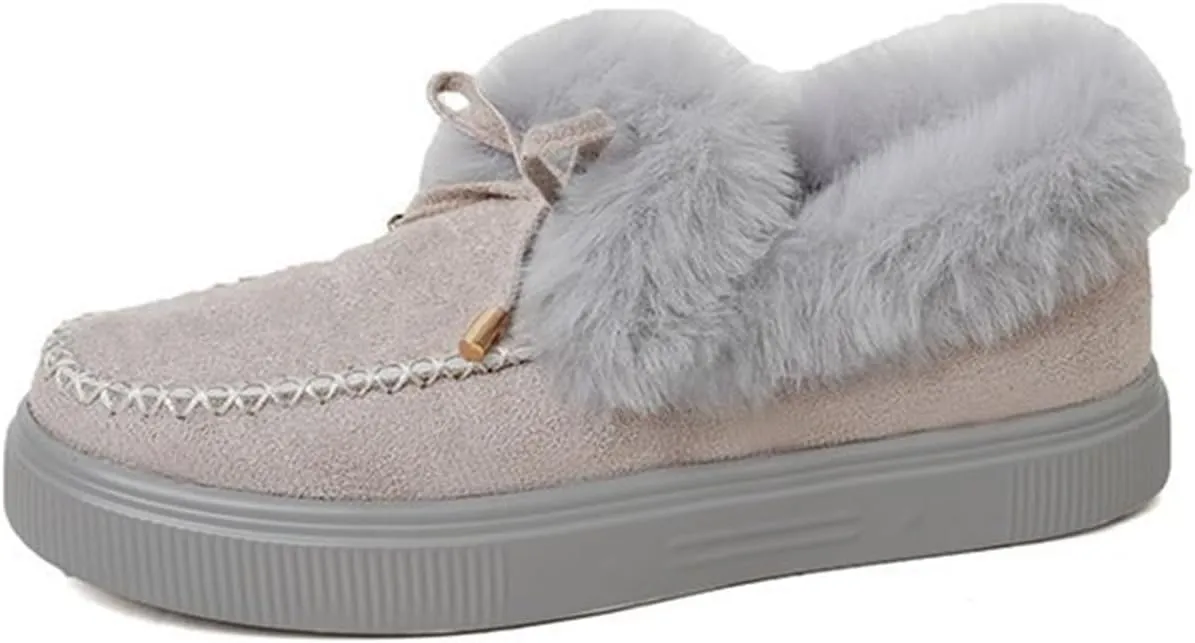 Ladmiple Winter Boots For Women 2024 Fashion Snow Warm Ankle Booties Fur Lined Anti-Slip Outdoor Slip On Loafers Shoes