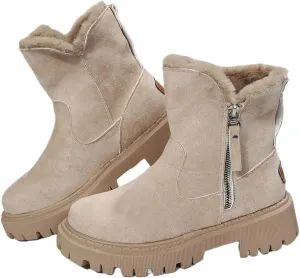 Ladmiple Winter Fashion Boots For Women 2024 High-top Snow Boots Slip on Warm Outdoor Fur Lined Ankle Booties Loafers Shoes