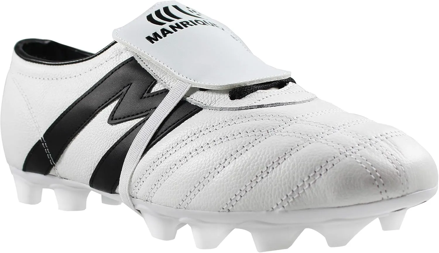 Manriquez Adult Soccer Cleats Cowhide Leather White/Black Firm Ground