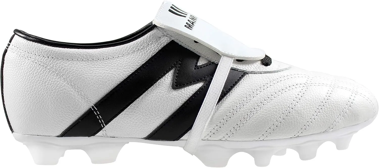 Manriquez Adult Soccer Cleats Cowhide Leather White/Black Firm Ground