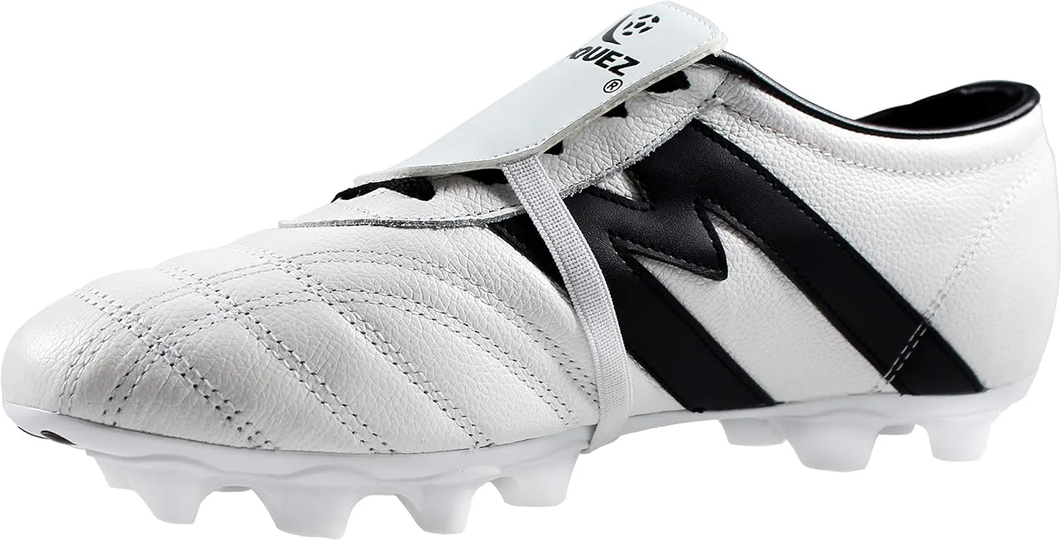 Manriquez Adult Soccer Cleats Cowhide Leather White/Black Firm Ground