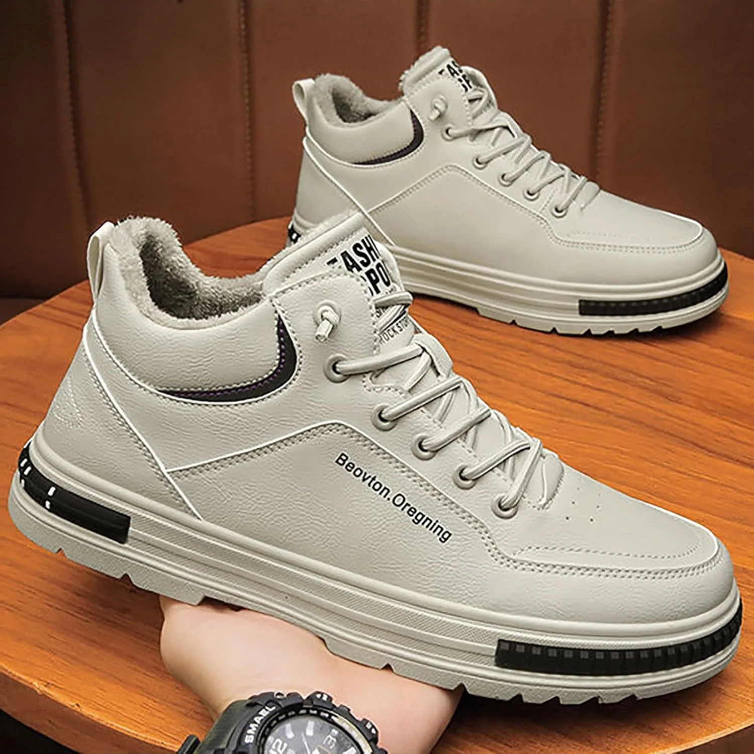 Men and Winter High Top Casual Shoes Plush and Thick Cotton Shoes New Versatile Trendy Sports Sneaker Insoles Men