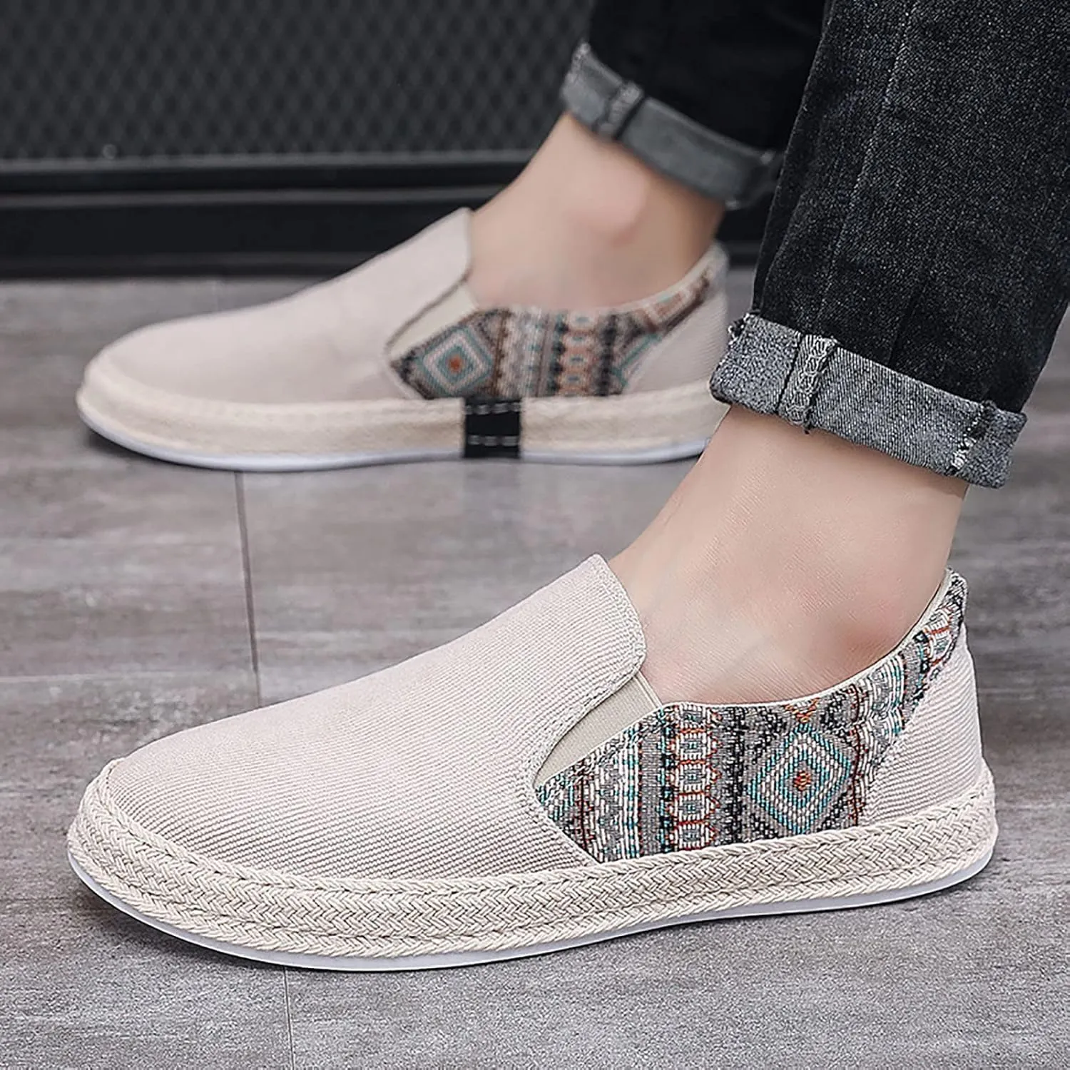 Men Slip on Walking Shoes Comfort Memory Foam Breathable Mesh Fashion Sneakers Non Slip Arch Support Vacation Athletic Running Shoes