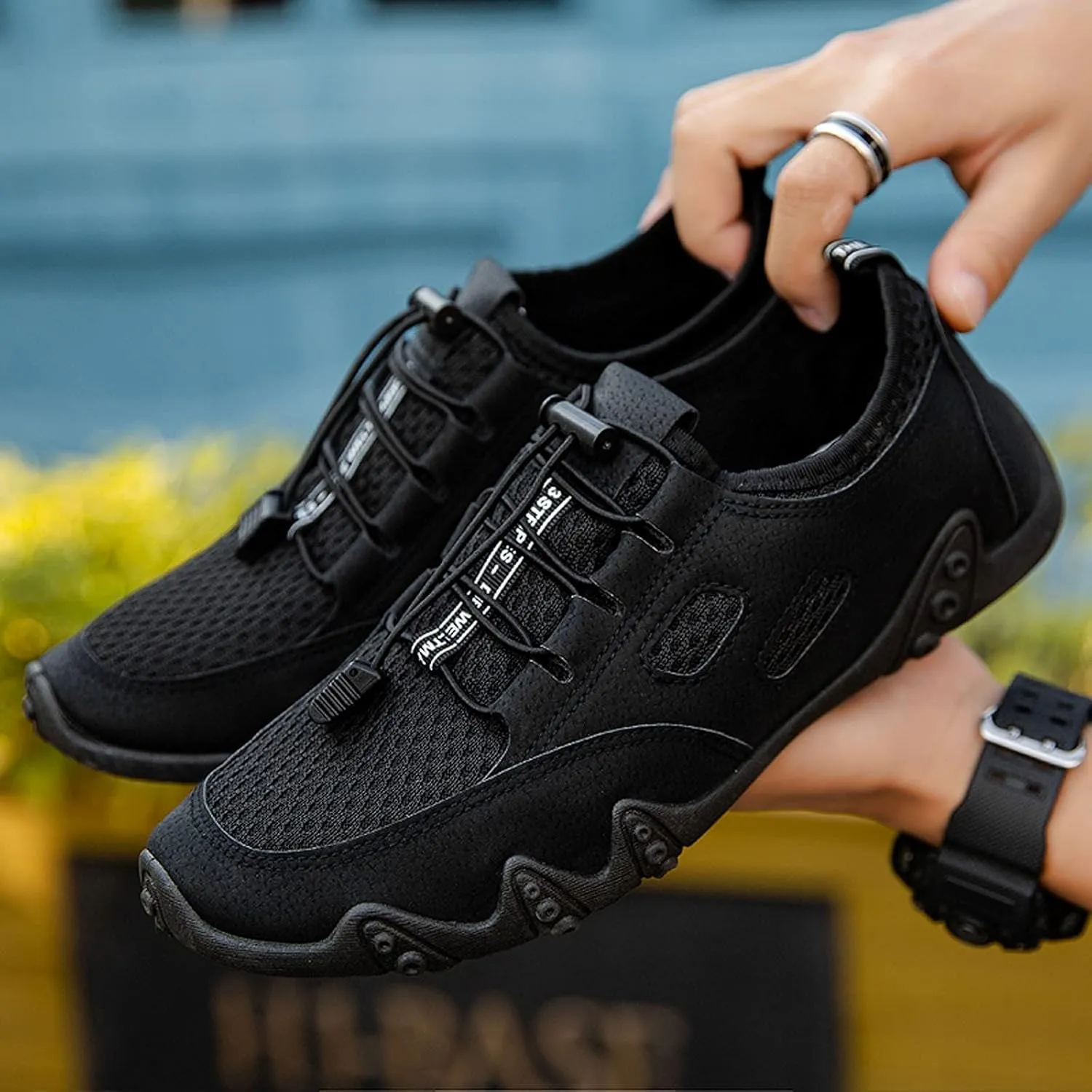 Men Slip on Walking Shoes Comfortable Memory Foam Breathable Fashion Sneakers Non Slip Travel Jogging Training Gym Shoes Wide Width