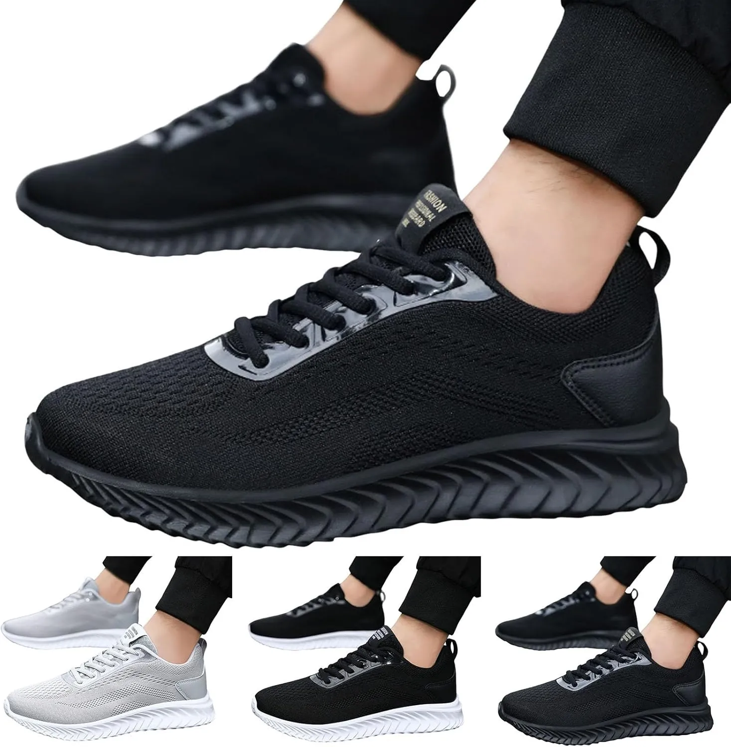 Men Sports Shoes Fashion New Pattern Simple Solid Flat Bottom Comfortable Lace Up Mesh Breathable Mens Sneaker Storage