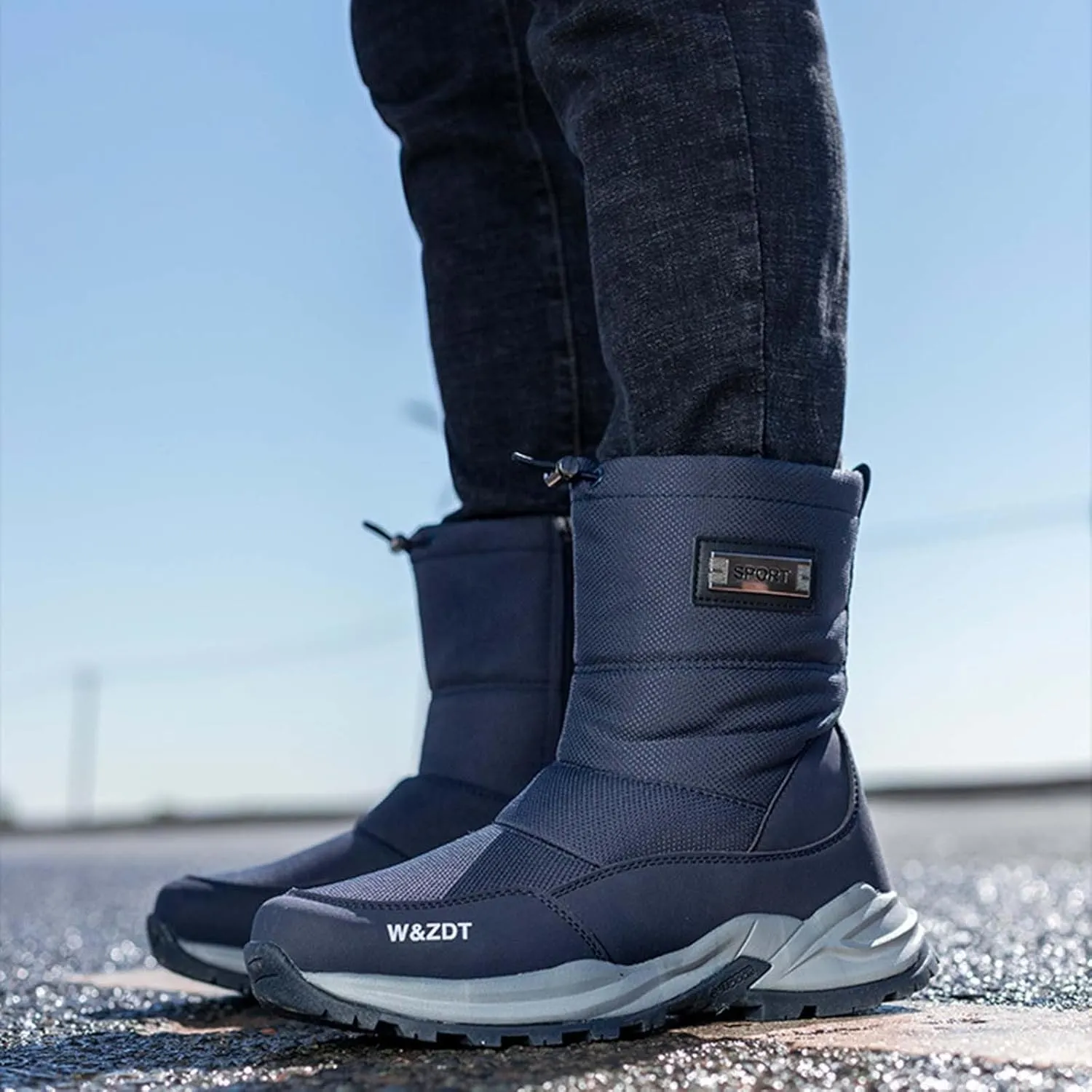 Men Work Boots with Zipper Hiking Sneakers Shoes Warm Womens Working Shoes Composite Toe Waterproof Outdoor Shoes Lightweight Anti Slip Hike Grounded Footwear