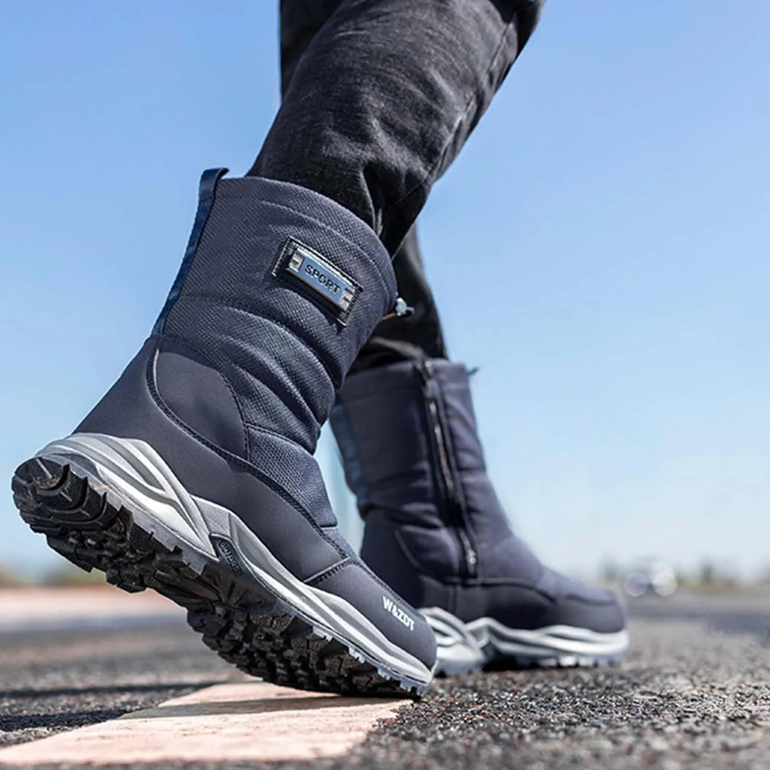 Men Work Boots with Zipper Hiking Sneakers Shoes Warm Womens Working Shoes Composite Toe Waterproof Outdoor Shoes Lightweight Anti Slip Hike Grounded Footwear