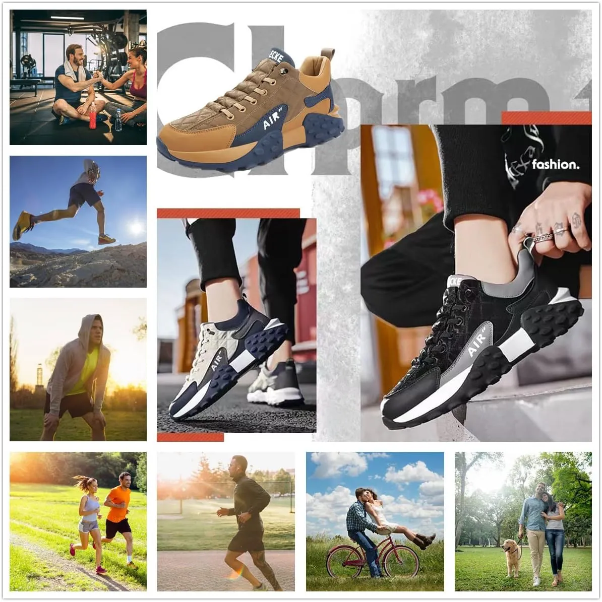 Mens Air Cushion Casual Shoes, Elastic Band Breathable Running Shoes, Athletics Sport Trainer Tennis Basketball Shoes