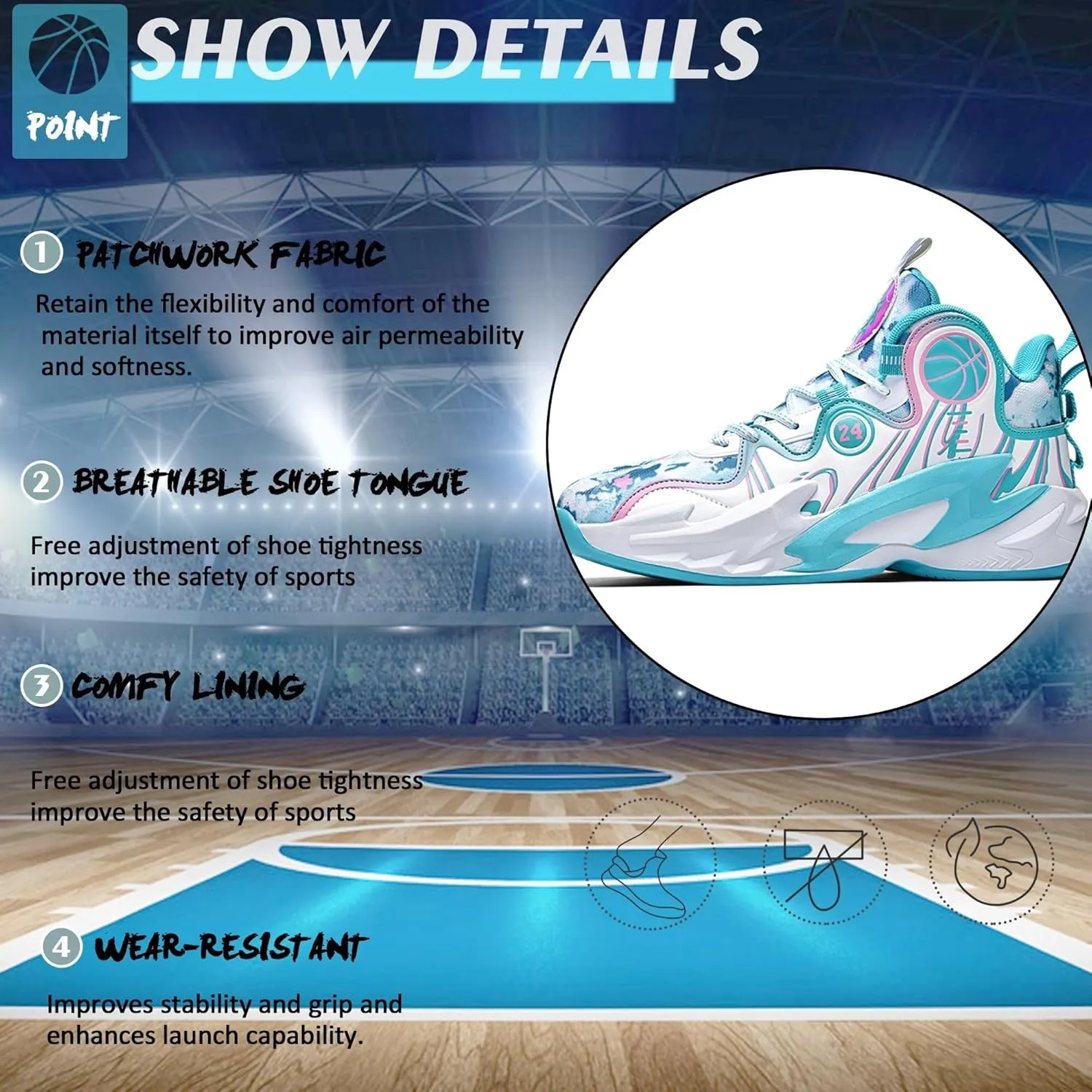 Men's Basketball Shoes are Breathable Fashionable Athletic Non Slip Wear-Resistant Training Boots