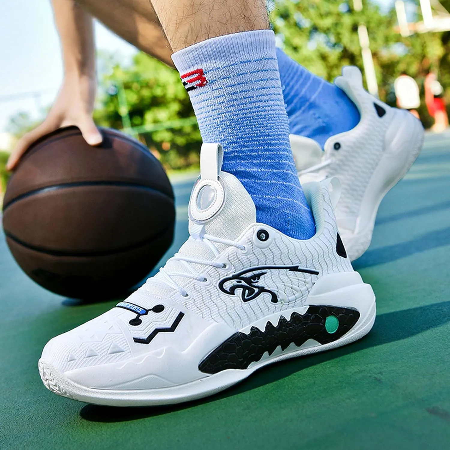 Men's Basketball Shoes Indoor or Outdoor Non-Slip Rebound Training Sneakers Women's Lightweight Breathable Fitness Tennis Running Shoes Outdoor Fashion Fluorescent Shoes