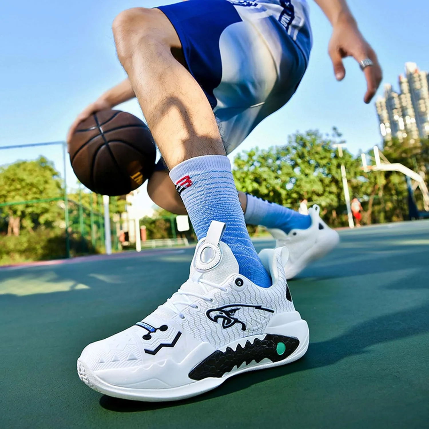 Men's Basketball Shoes Indoor or Outdoor Non-Slip Rebound Training Sneakers Women's Lightweight Breathable Fitness Tennis Running Shoes Outdoor Fashion Fluorescent Shoes